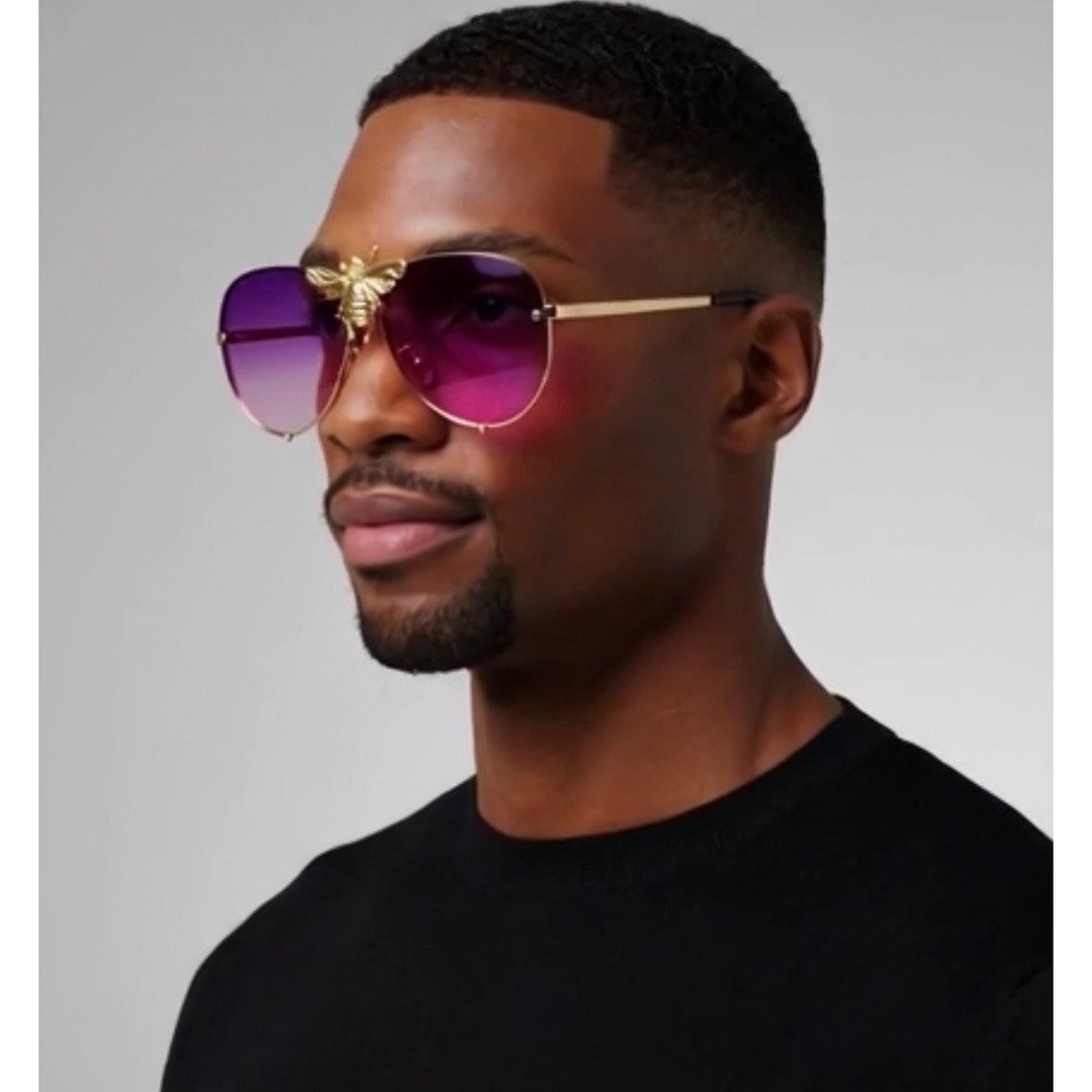 Sunglasses Men Classic Circle Frame Gold Metal Sophisticated Luxury Hip Hop New
